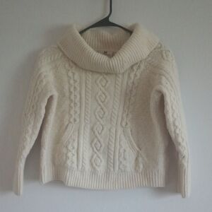 Carraig Donn Women's Medium Vintage Merino Wool Sweater Cream Cable Knit Cowl
